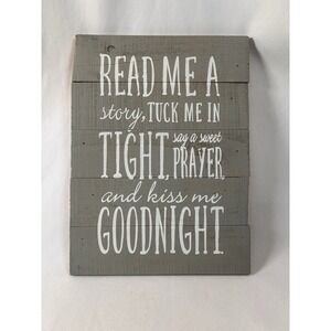 Read Me A Story Rustic Primitive Wooden Painted Wall Art Decor Gray White